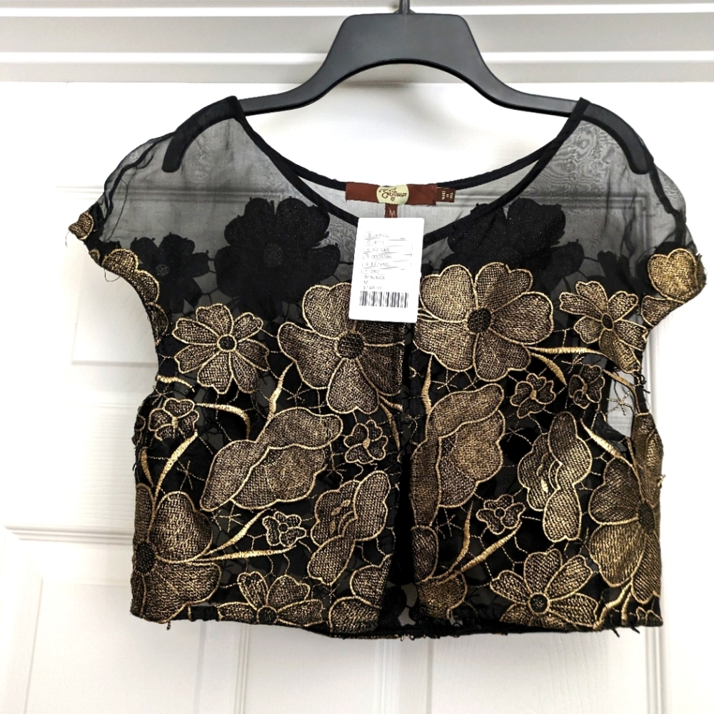 Eva Franco black and gold embroidered bolero medium
